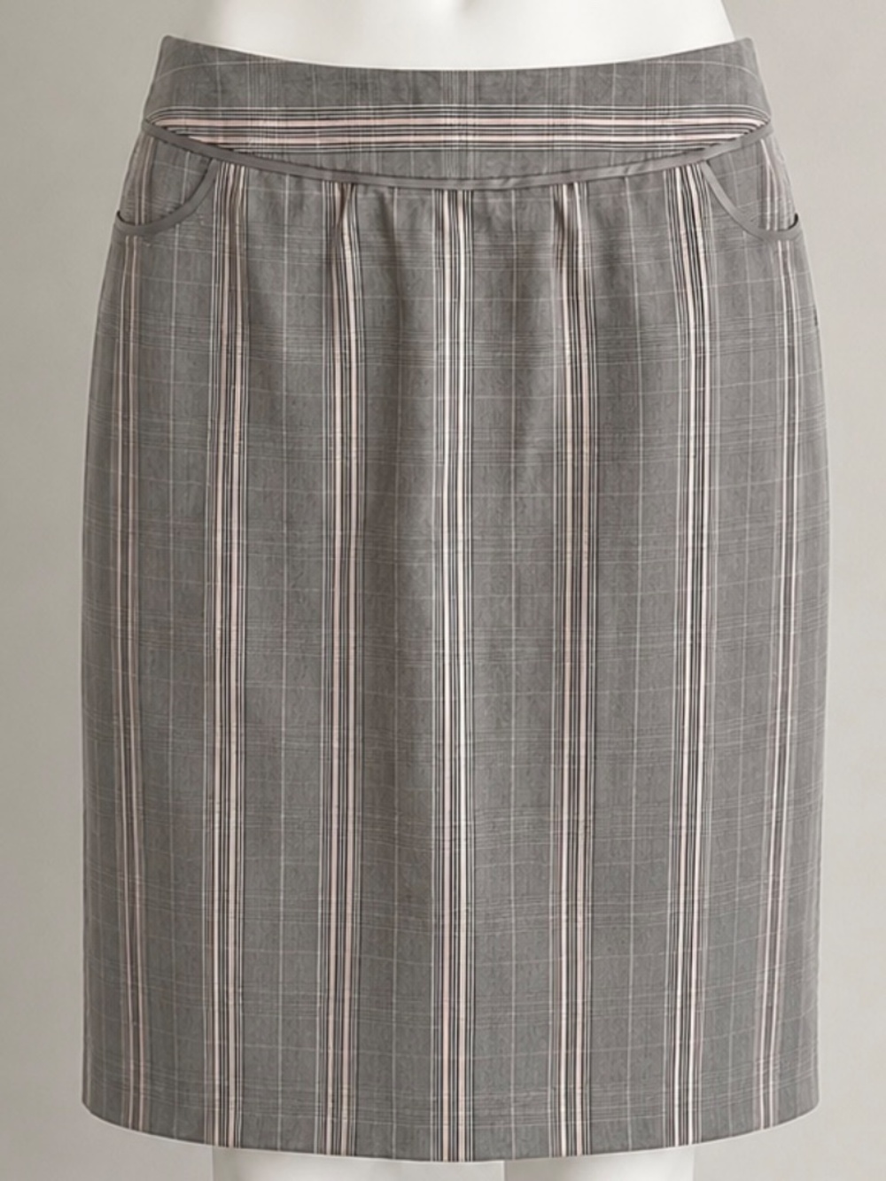 Adrienne Vittadini Gray Pink Plaid Pencil Skirt Size 10P